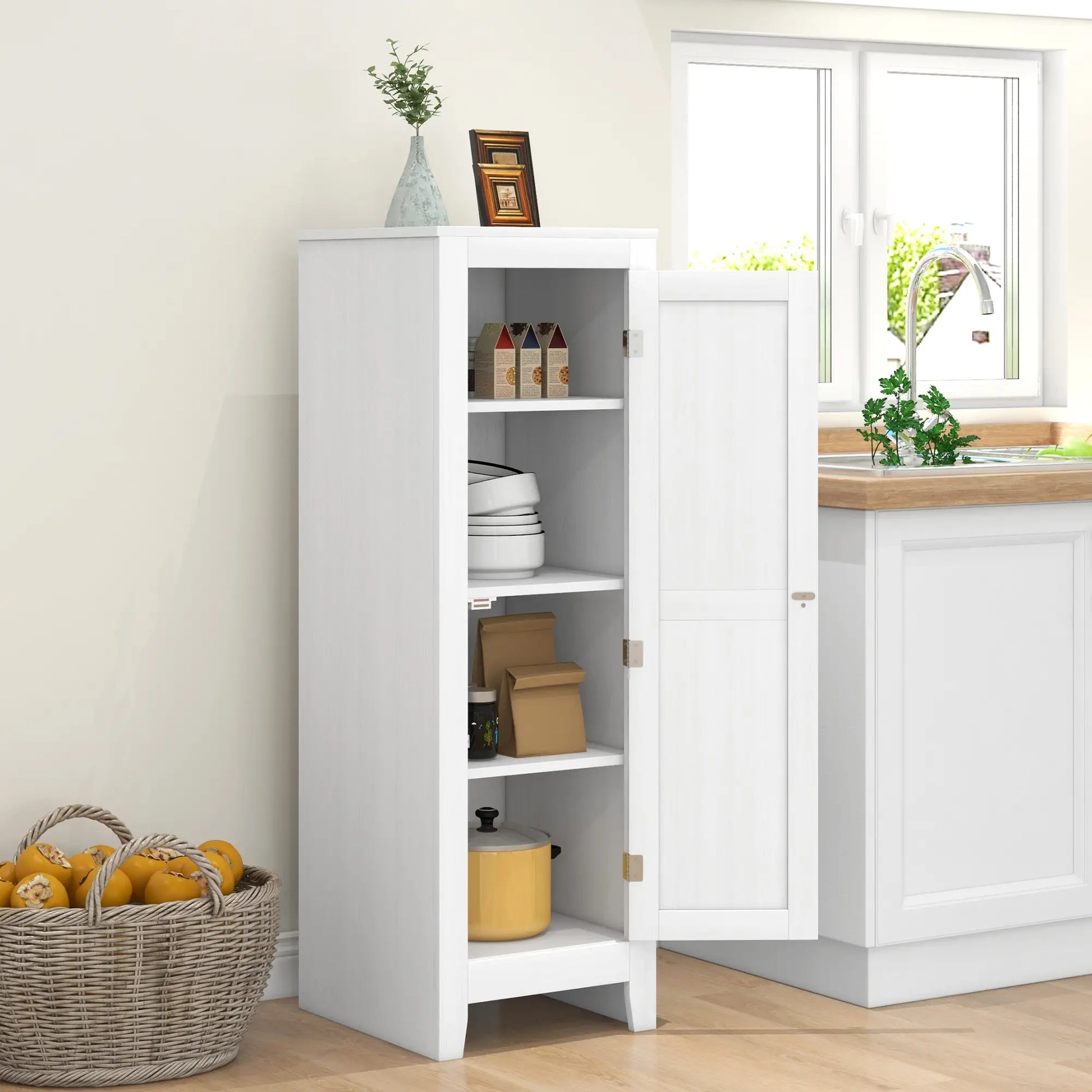 Kitchen Pantry Cabinet, Adjustable Shelves, White Kitchen Pantry Cabinets at Gallery Canada