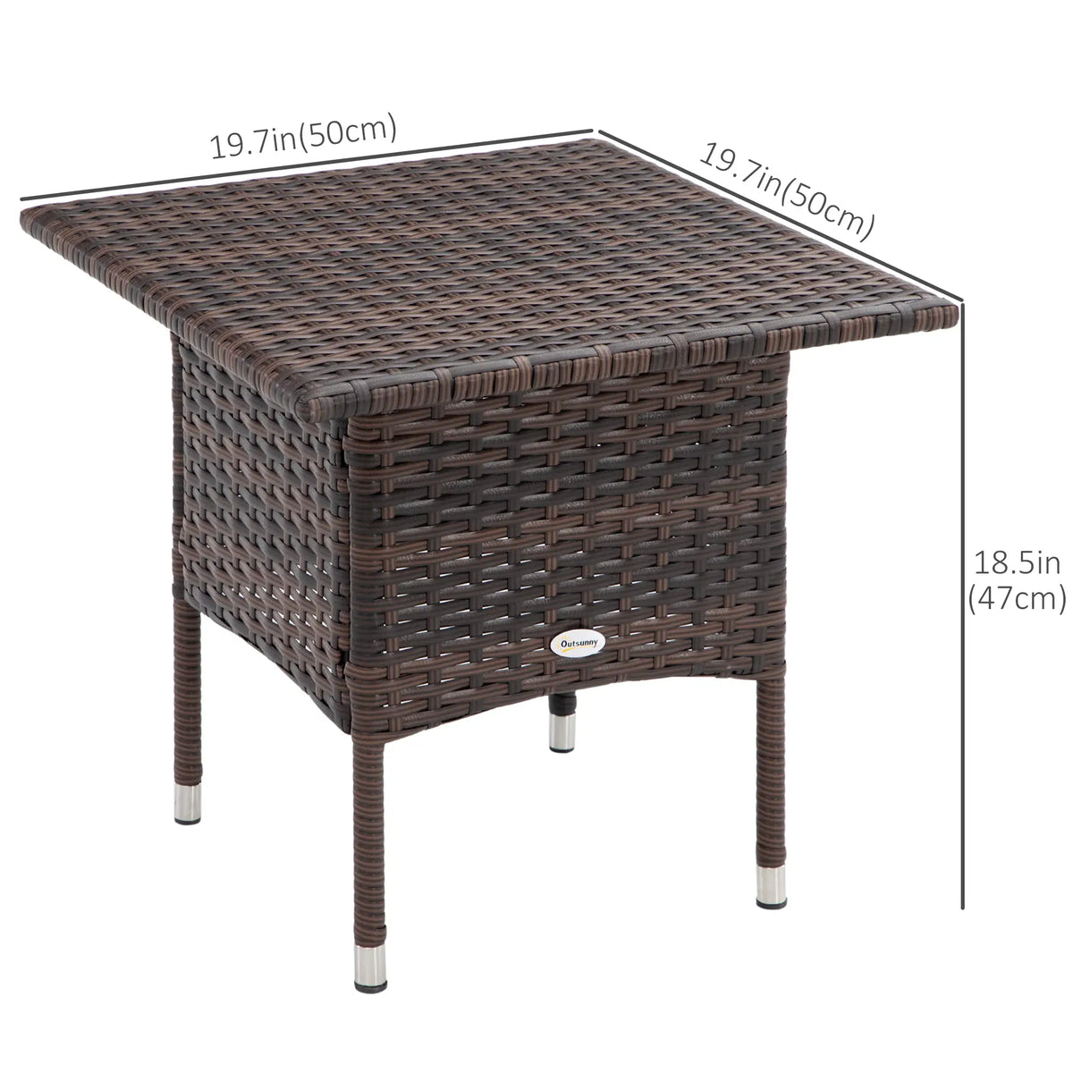 Wicker Patio Coffee Table With Plastic Board, 20", Mixed Brown Patio Side Tables at Gallery Canada