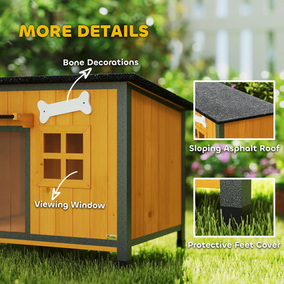 Outdoor Dog House, Anti-Chewing Steel Frame, Openable Roof, Removable Floor, Door Curtain, Yellow Dog Cages & Crates at Gallery Canada
