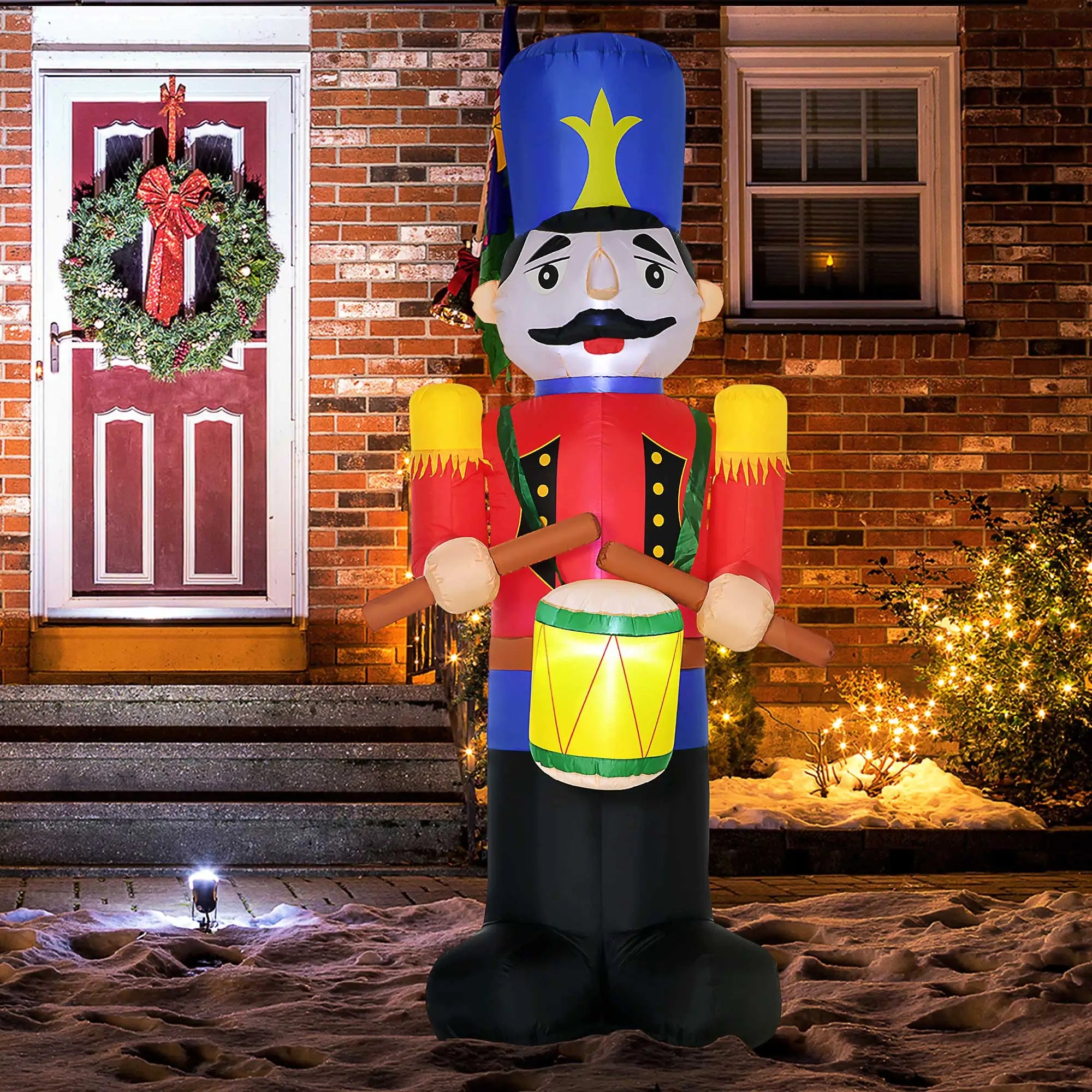 Outdoor 8ft Inflatable Walnut Soldier Drum, LED, Colorful Christmas Inflatables at Gallery Canada