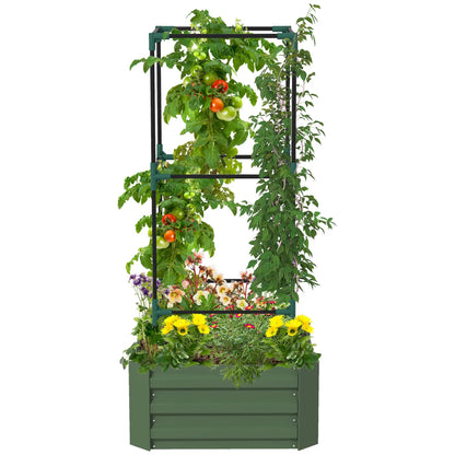 Galvanized Planter Box, Outdoor Raised Garden Bed, 3-Tier Trellis Tomato Cage Galvanized Planter Boxes at Gallery Canada