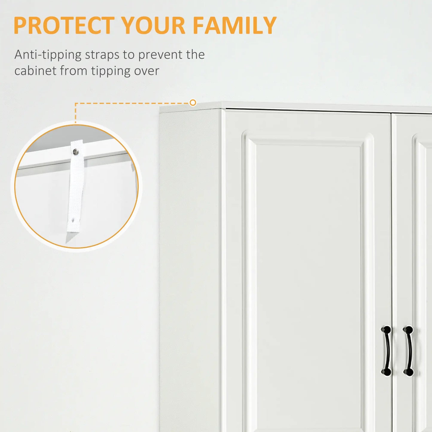 71" Freestanding Kitchen Pantry Cabinet, 4 Doors, Adjustable Shelves, White Kitchen Pantry Cabinets at Gallery Canada