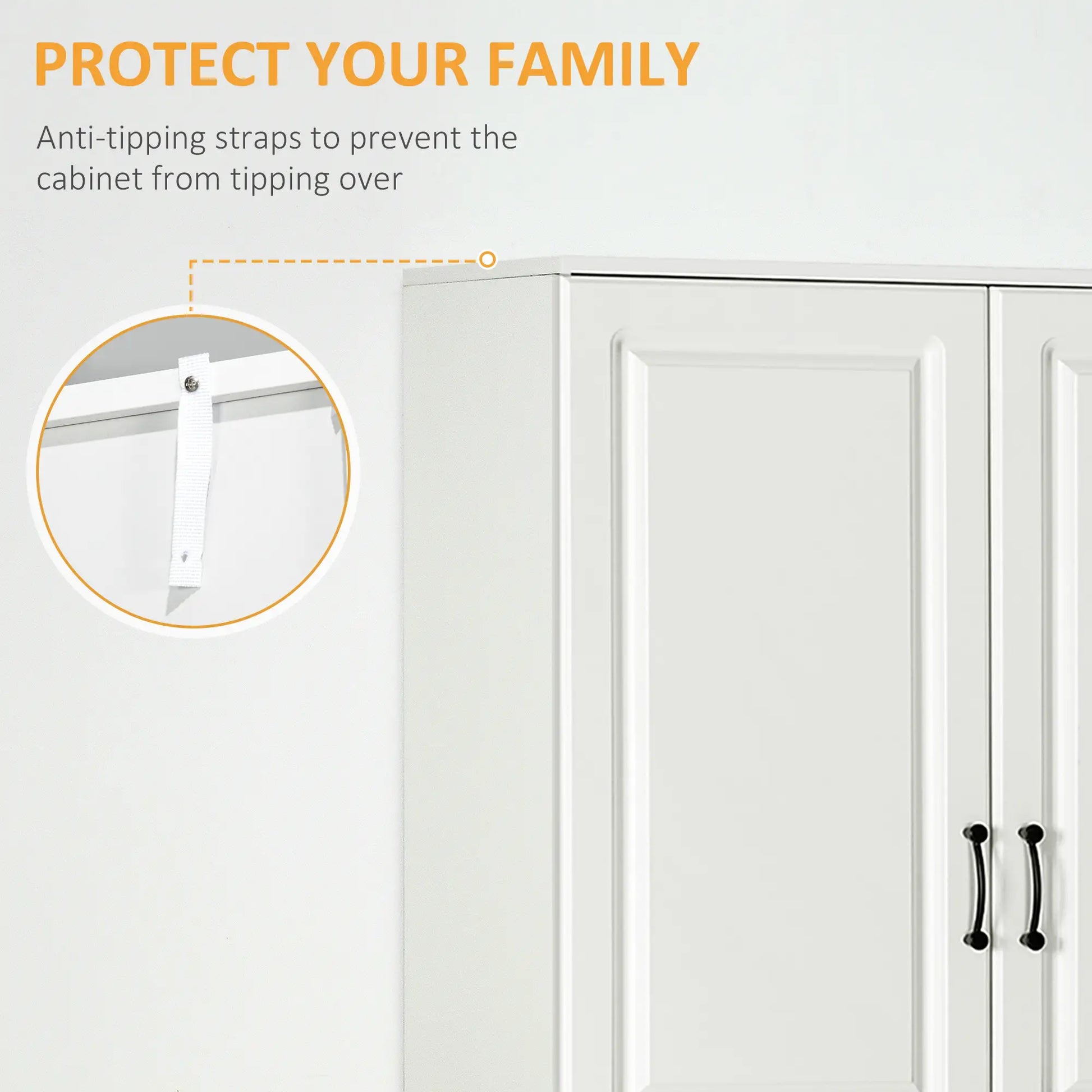 71" Freestanding Kitchen Pantry Cabinet, 4 Doors, Adjustable Shelves, White Kitchen Pantry Cabinets at Gallery Canada