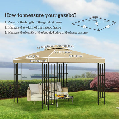 10' x 10' 2-Tier Canopy Cover, Outdoor Garden Gazebo, Beige Gazebos at Gallery Canada