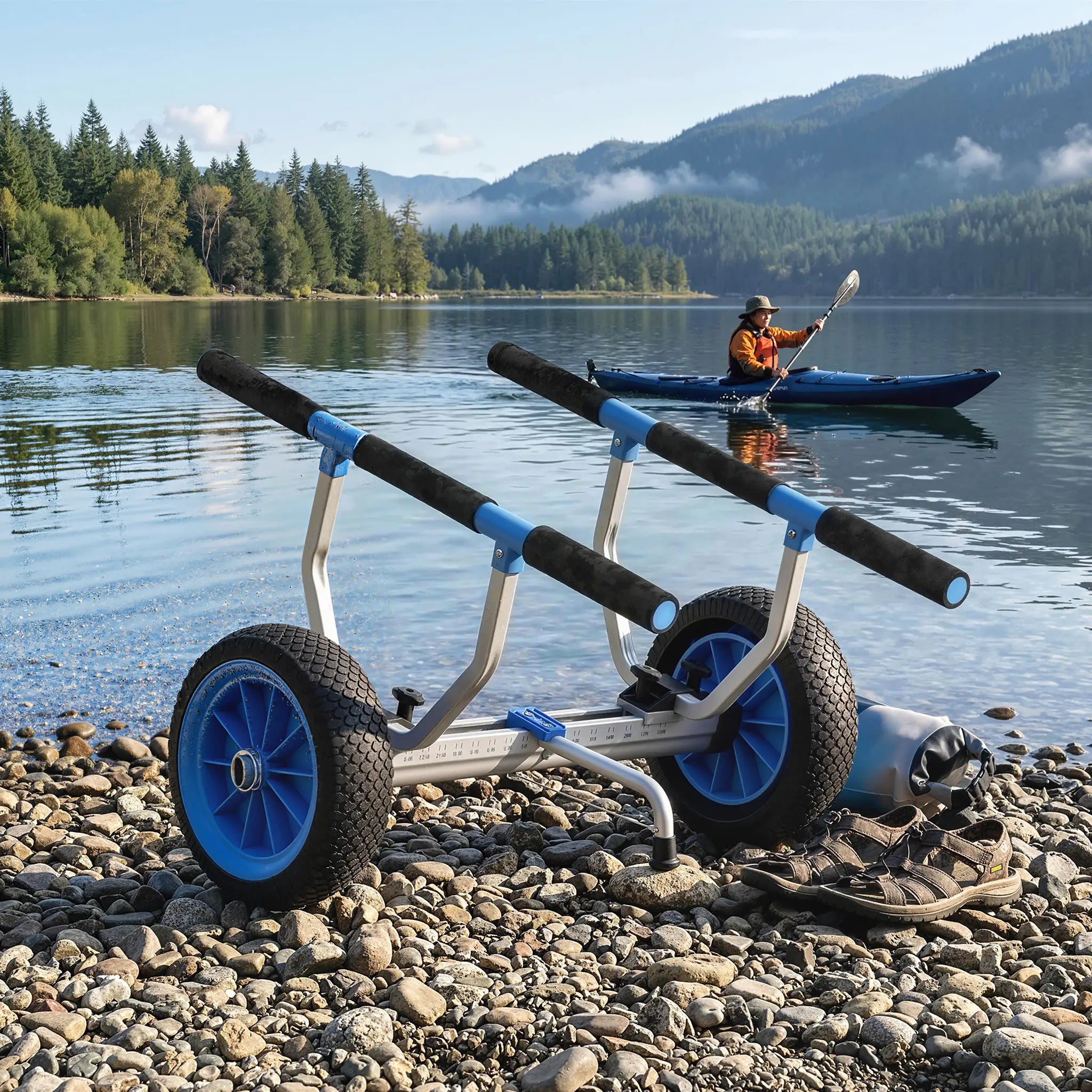 Kayak Cart Dolly, Adjustable Width, Sky Blue Kayak Carts at Gallery Canada