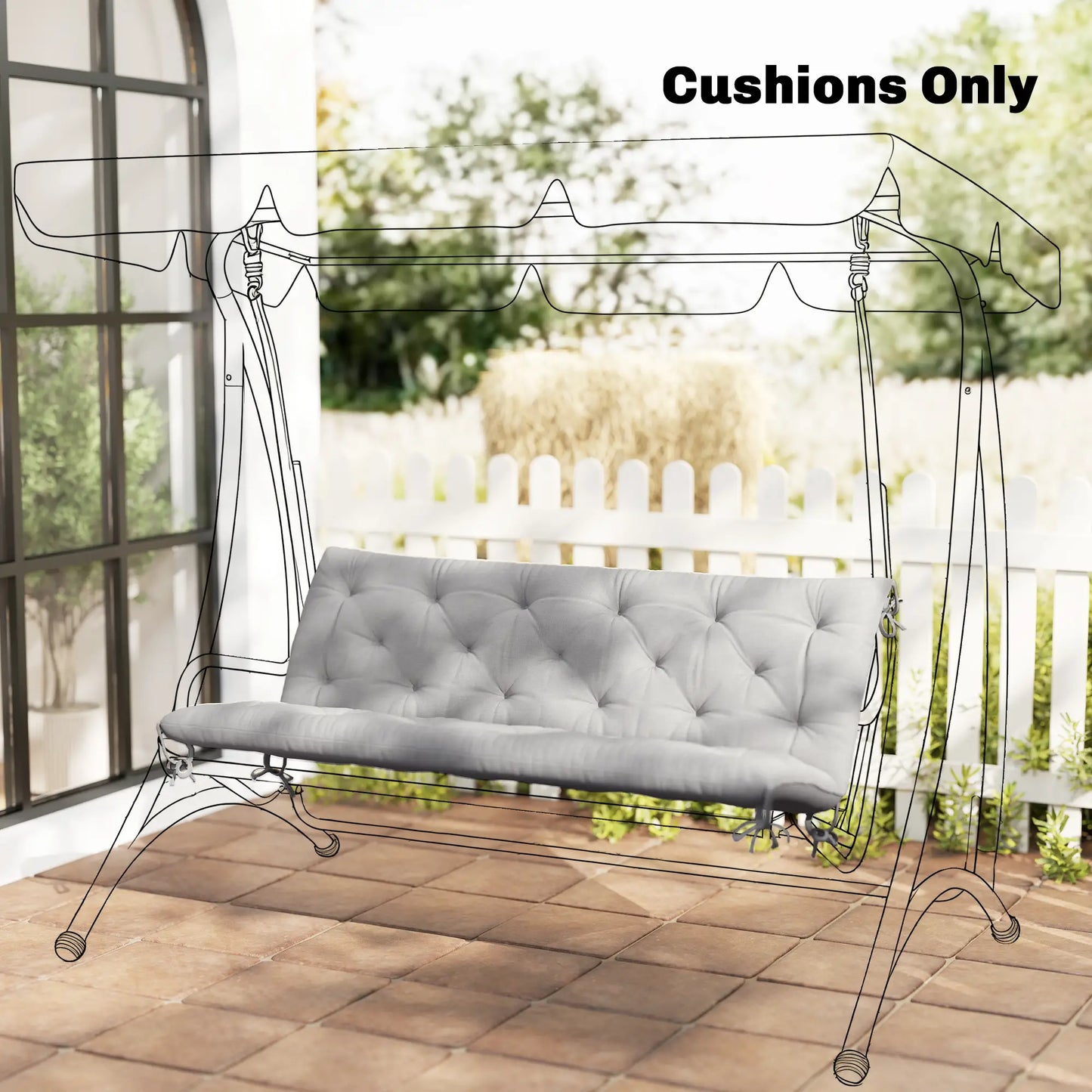 3-Seater Outdoor Swing Chair Cushions, Patio Garden, Light Grey Patio Chair Cushions at Gallery Canada