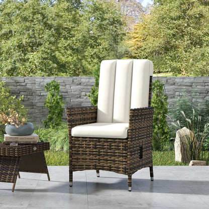 Wicker Outdoor Recliner Chair, Adjustable Backrest With Cushion, Cream White Wicker Chaise Loungers at Gallery Canada