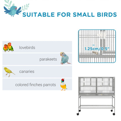 Large Double Rolling Metal Bird Cage, Removable Tray Storage Shelf Bird Cages at Gallery Canada