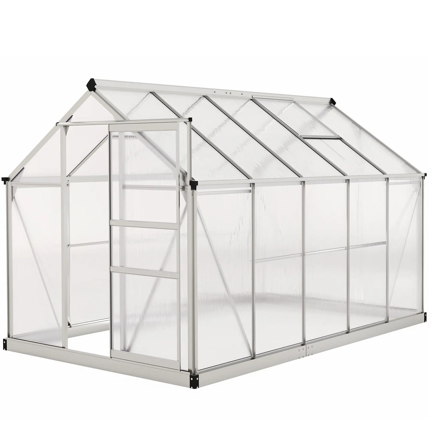 6' x 10' x 6.6' Polycarbonate Greenhouse, Walk-In Garden Kit, Galvanized Frame, Sliver Walk In Greenhouses Sliver, Clear at Gallery Canada
