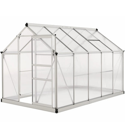 6' x 10' x 6.6' Polycarbonate Greenhouse, Walk-In Garden Kit, Galvanized Frame, Sliver Walk In Greenhouses Sliver, Clear at Gallery Canada
