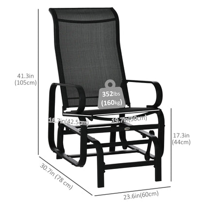 Patio Glider with Breathable Mesh, Outdoor Rocking Chair, Black Outdoor Gliders at Gallery Canada