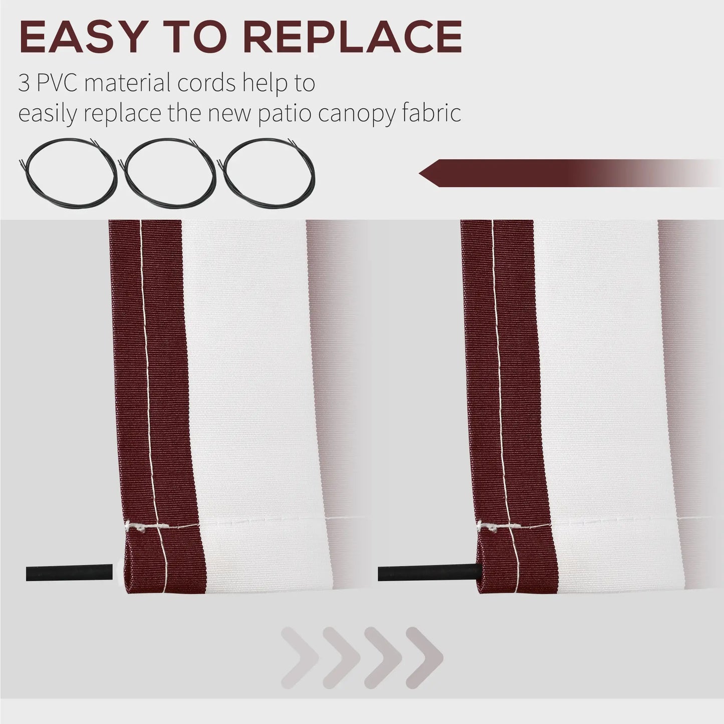 9' x 8' Outdoor Sunshade Canopy, UV Protection, White, Red Awning Fabric Replacement at Gallery Canada