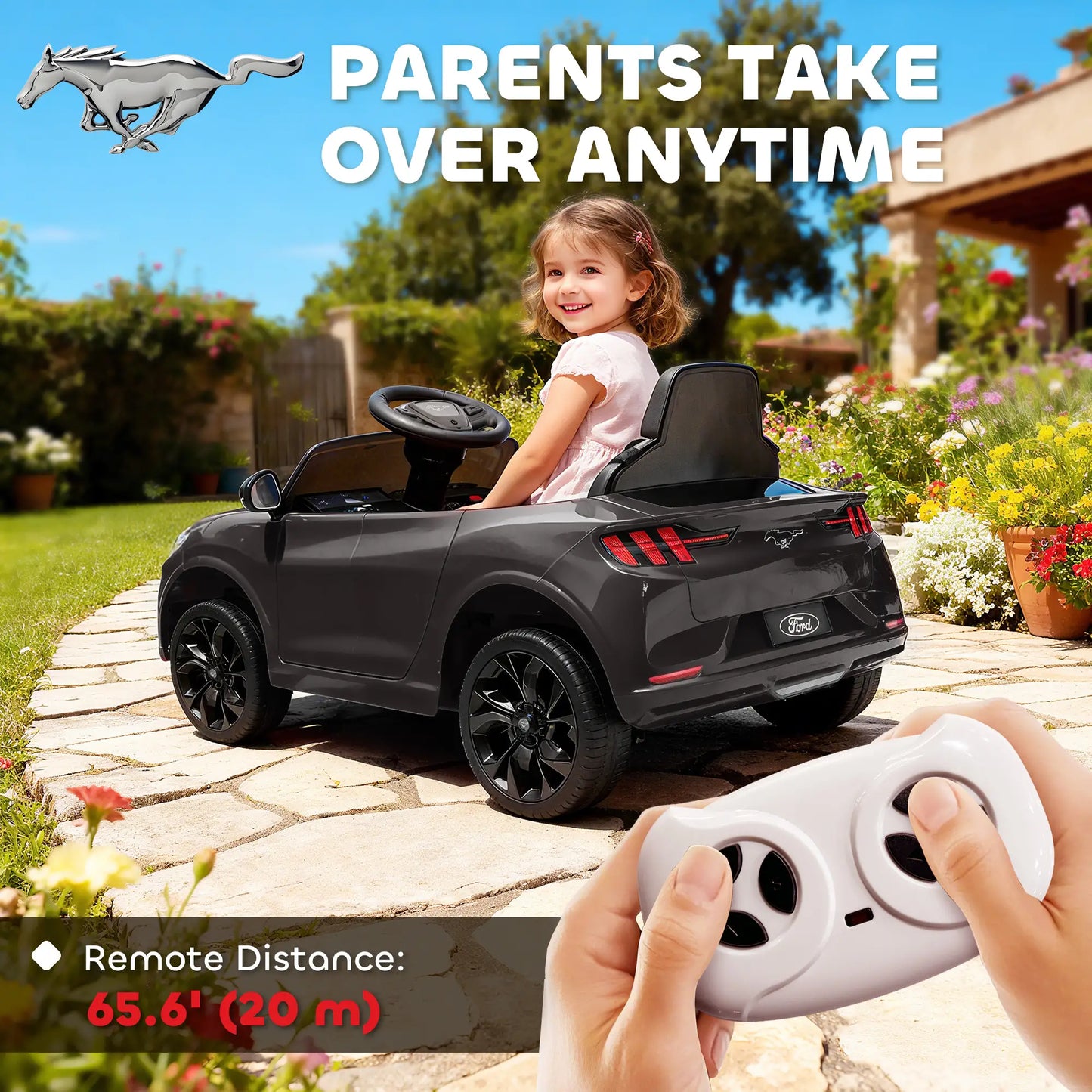Ride On Car For Kids, 12V Electric Car, Remote Control, LED Light, Music, Black Electric Toy Cars at Gallery Canada