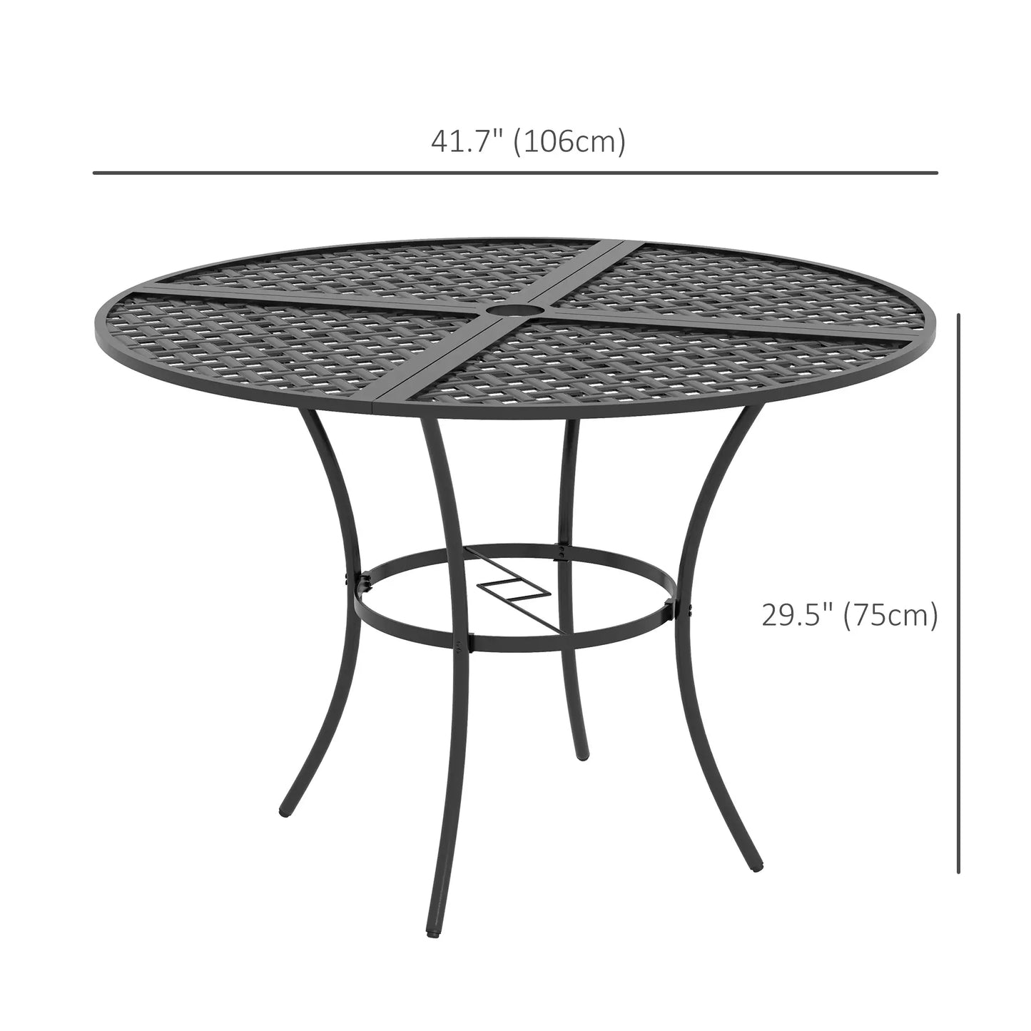 42" Round Outdoor Dining Table for 4, Metal Patio Table with Umbrella Hole Outdoor Dining Sets at Gallery Canada