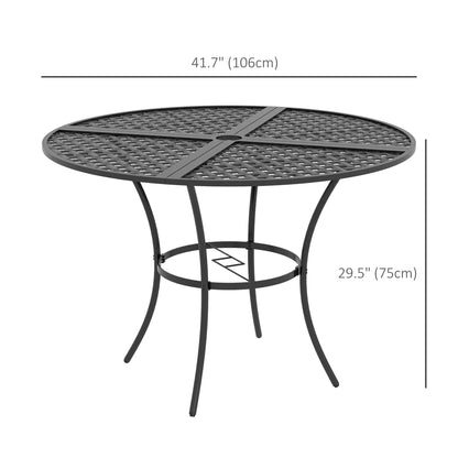 42" Round Outdoor Dining Table for 4, Metal Patio Table with Umbrella Hole Outdoor Dining Sets at Gallery Canada