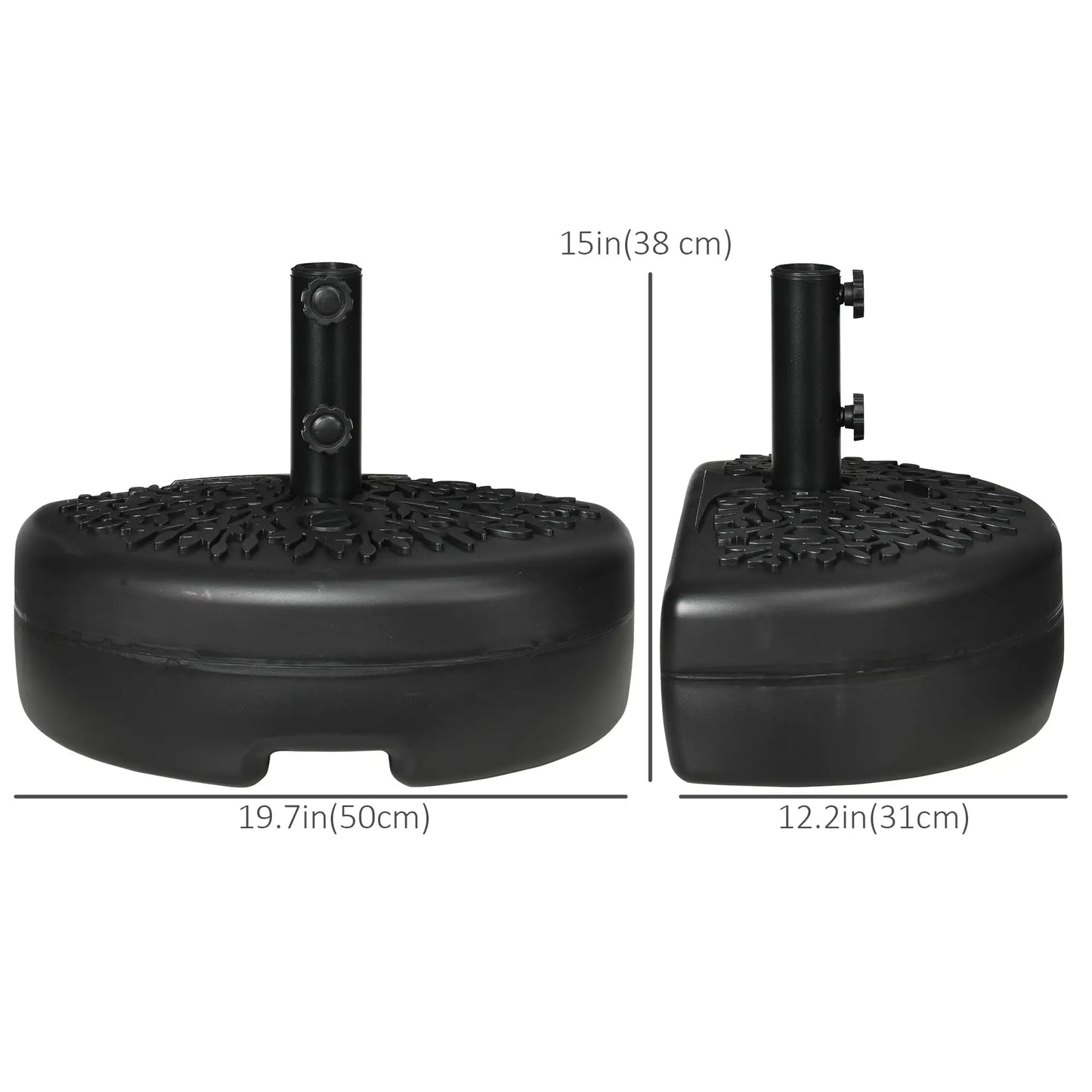 Half Round Umbrella Base, 40lb Water or 46lb Sand, Black Umbrella Bases at Gallery Canada