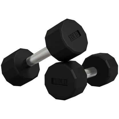 2 x 10lbs Dumbbells Set, Non-Slip Grip, Rubber Covered Weights Dumbbells & Barbells Black at Gallery Canada