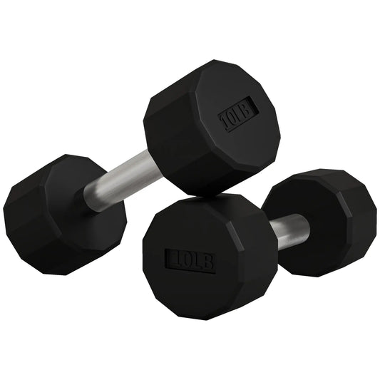 2 x 10lbs Dumbbells Set, Non-Slip Grip, Rubber Covered Weights Dumbbells & Barbells Black at Gallery Canada