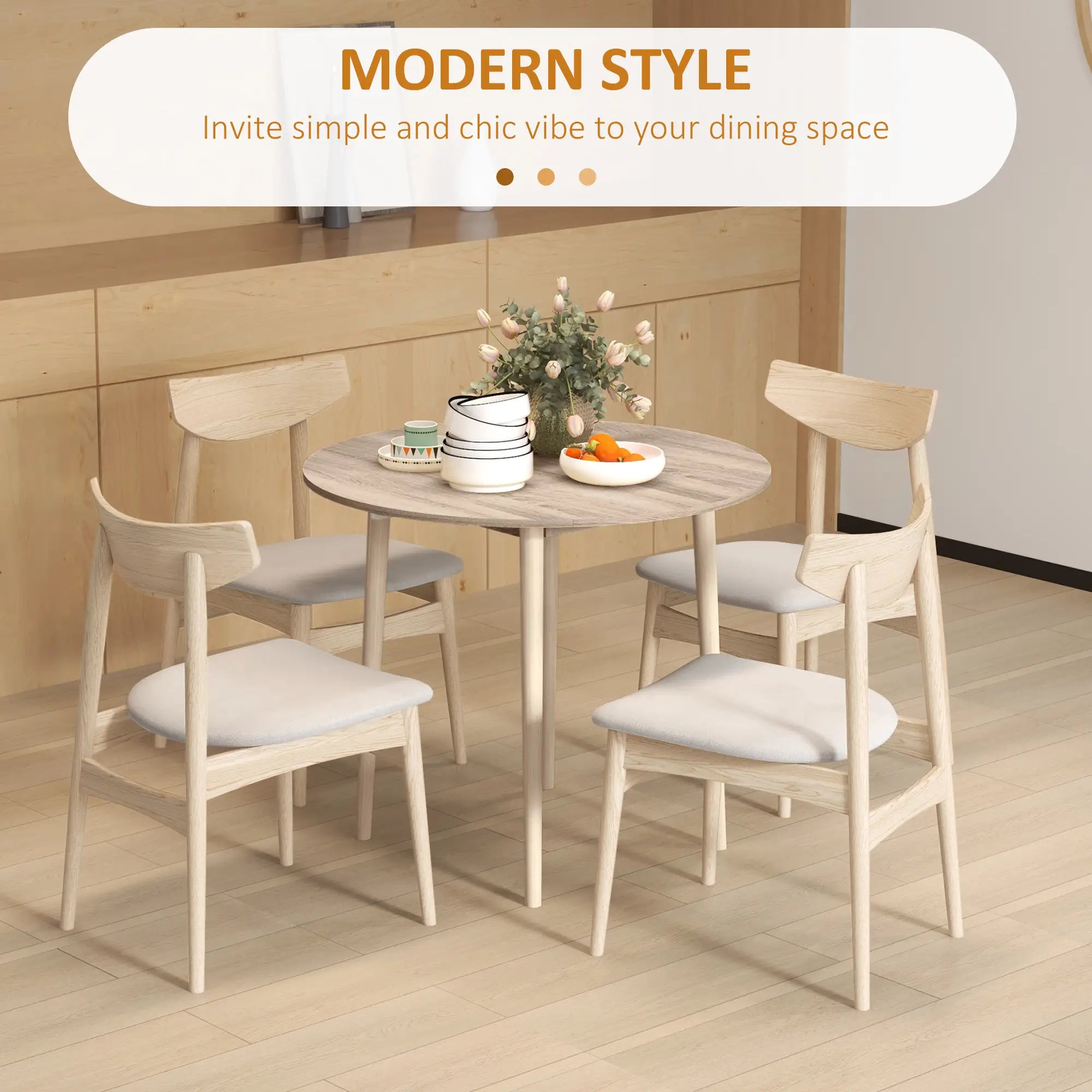 Round Folding Dining Table, Drop Leaf Kitchen Table, Wood Legs, Oak Dining Tables at Gallery Canada