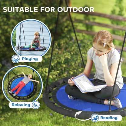 39 Inch Saucer Tree Swing, Adjustable Ropes, Outdoor, Navy Blue Gym Sets & Swings at Gallery Canada