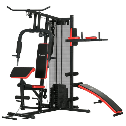 Multi Home Gym Equipment, Workout Station with Sit up Bench, Push up Stand, Dip Station, 99lbs Weights - Gallery Canada