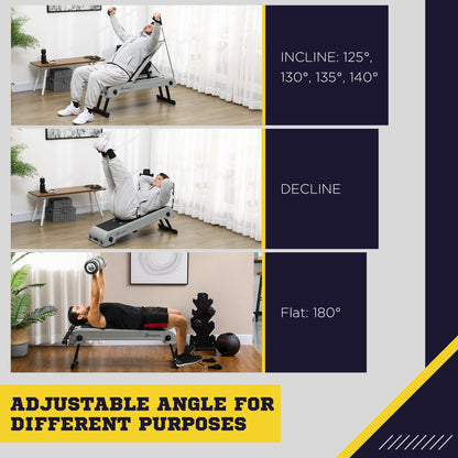 Multipurpose Workout Bench, Adjustable Stepper Deck with Resistance Ropes, Incline and Decline, Foldable Weight Bench for Home Gym Aerobic &; Strength Training at Gallery Canada