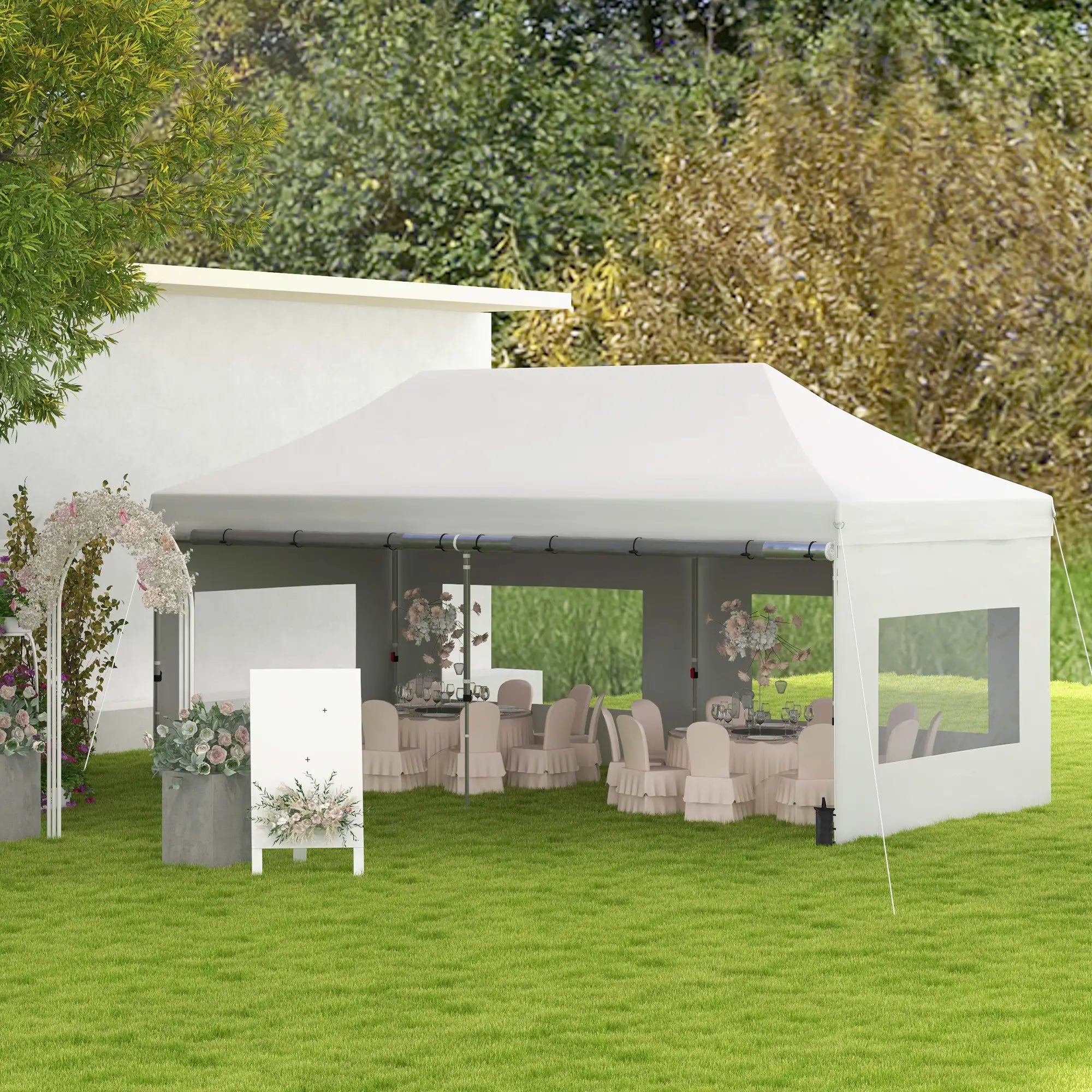 20' x 10' Folding Canopy Tent, Sidewalls, Windows, White Pop Up Canopies at Gallery Canada