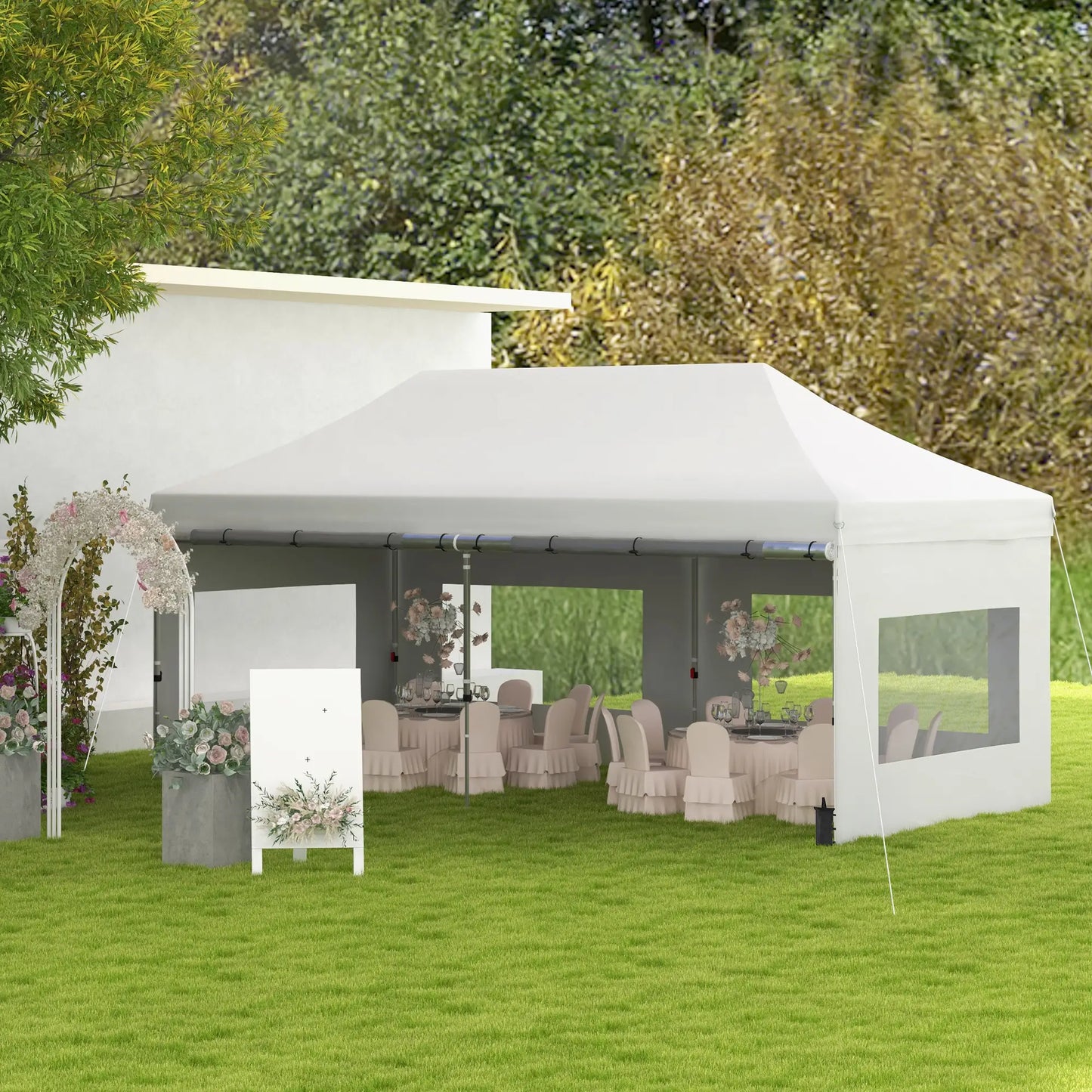 20' x 10' Folding Canopy Tent, Sidewalls, Windows, White Pop Up Canopies at Gallery Canada