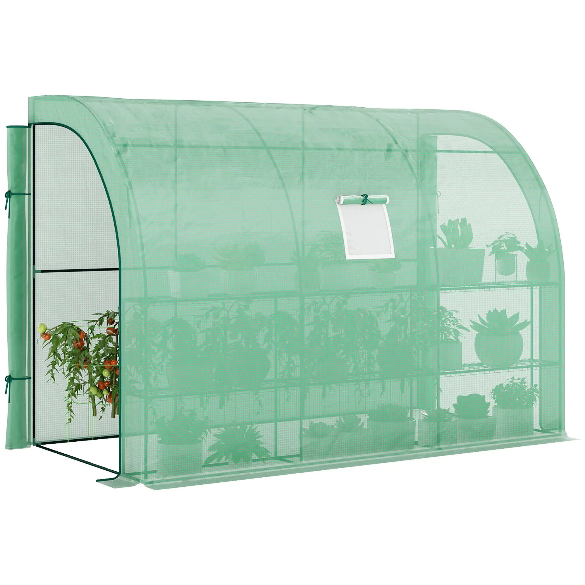 Walk-in Lean-to Greenhouse, 10' x 5' x 7', PE Cover, Green Greenhouses at Gallery Canada