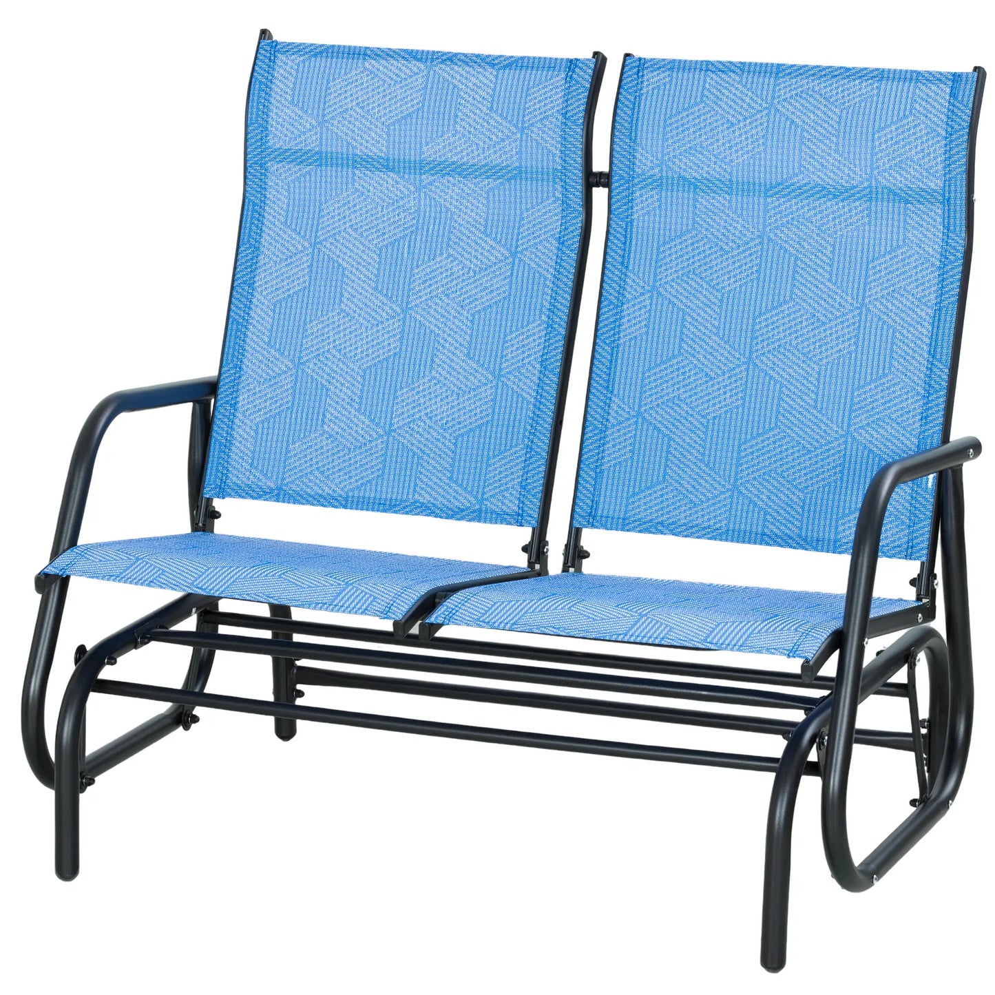 Outdoor Glider Bench, 2 Person Patio Glider, Blue Outdoor Gliders Blue, Black at Gallery Canada