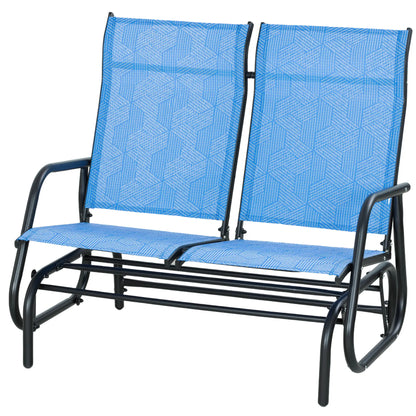 Outdoor Glider Bench, 2 Person Patio Glider, Blue Outdoor Gliders Blue, Black at Gallery Canada