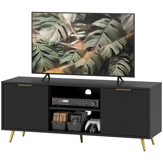 TV Stand for 55 Inch TV, Modern Cabinet with Shelves, Black TV Stands Black at Gallery Canada