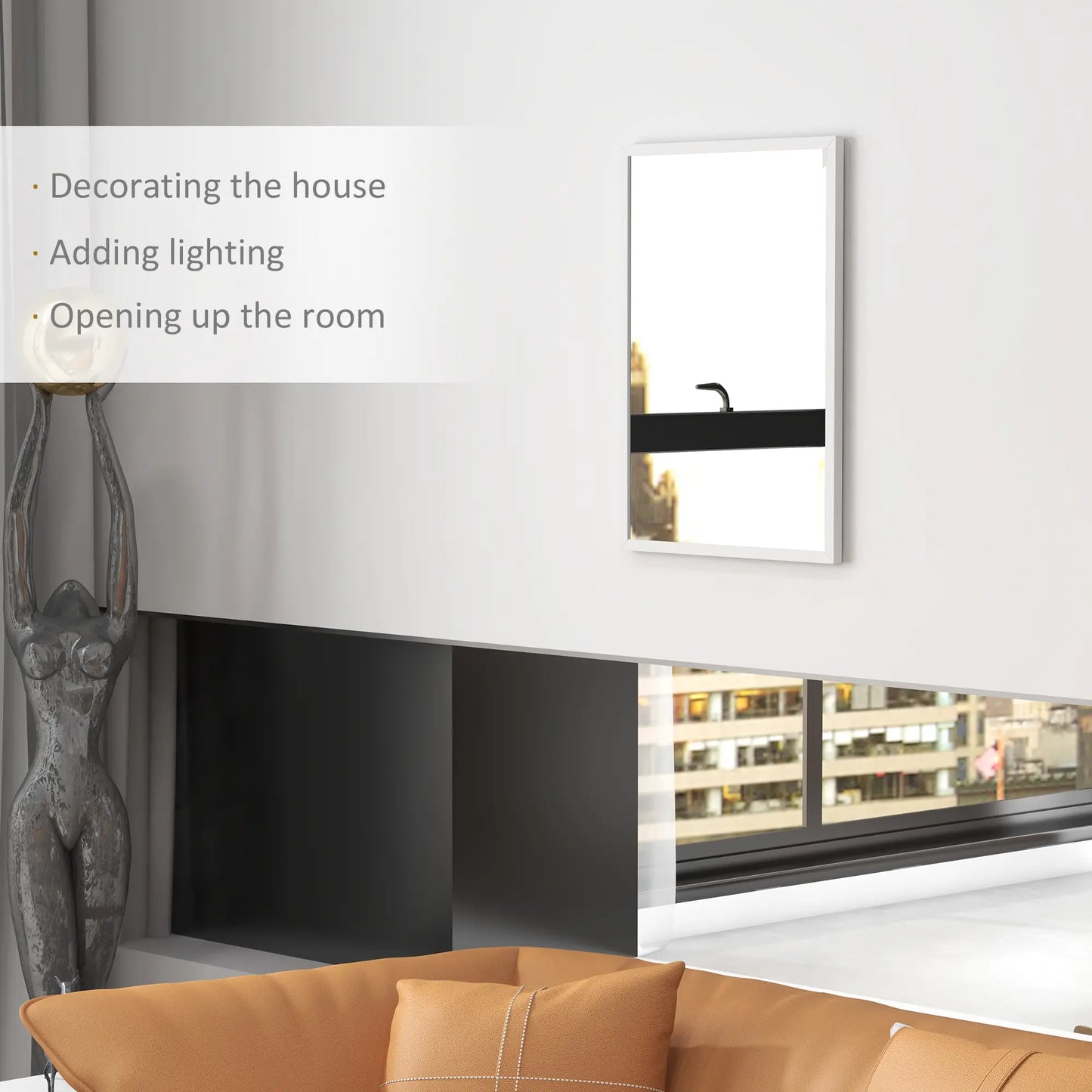 20" x 28" White Bathroom Mirror, Rectangular Wall Mirror for Living Room, White Wall Mirrors at Gallery Canada