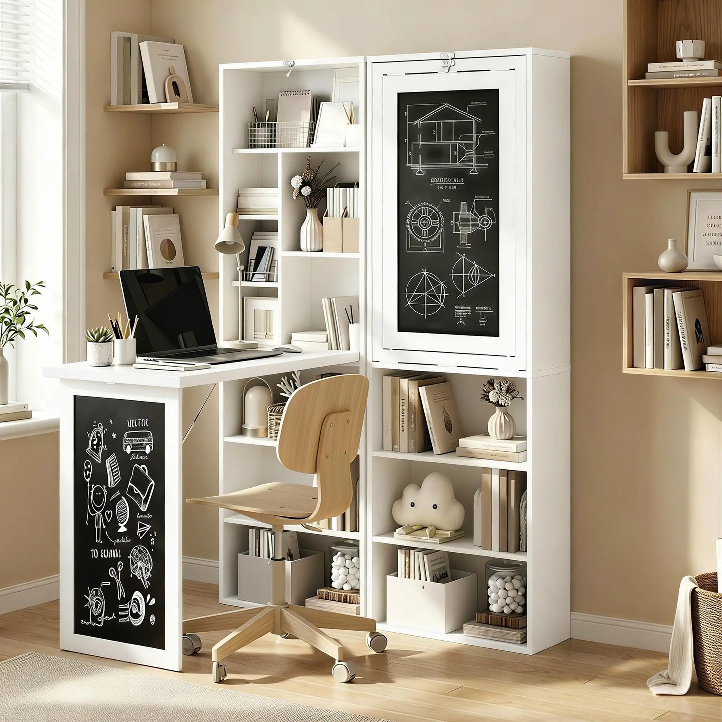 Fold-Out Convertible Office Desk, Wall Mount, White Computer Desks at Gallery Canada