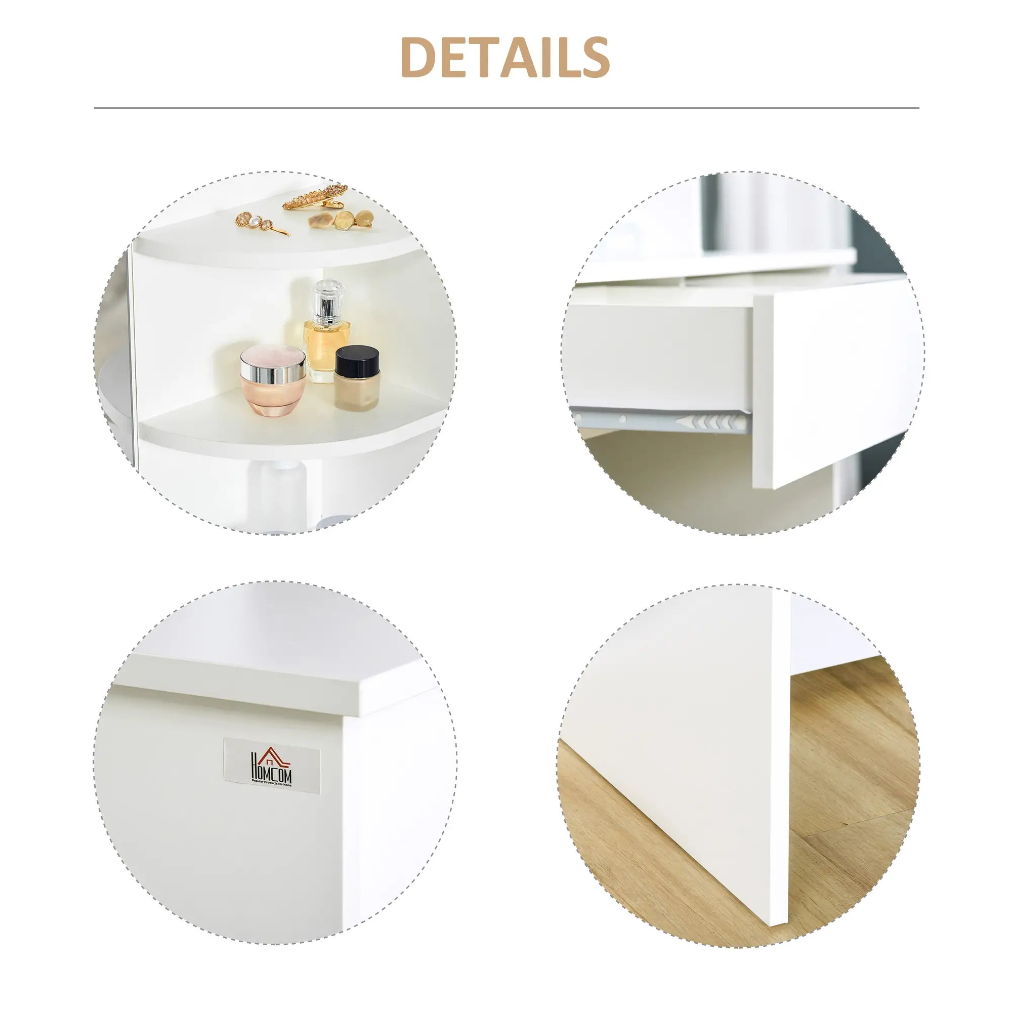 Wood Dressing Table With Makeup Mirror, Big Drawers, Open Shelf, White Dressing & Vanity Tables at Gallery Canada