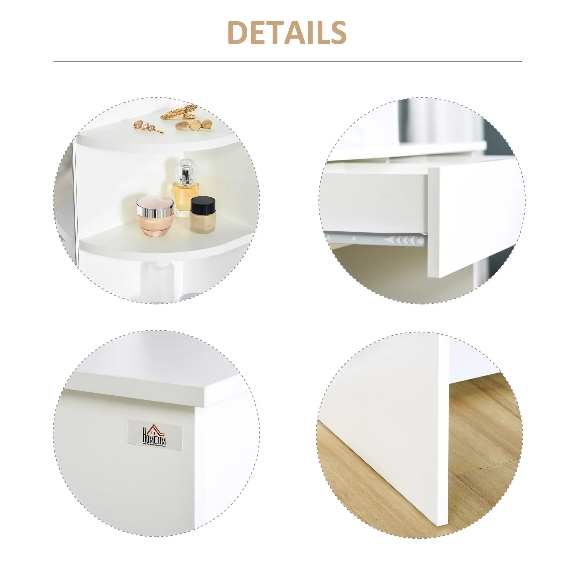 Wood Dressing Table With Makeup Mirror, Big Drawers, Open Shelf, White Dressing & Vanity Tables at Gallery Canada