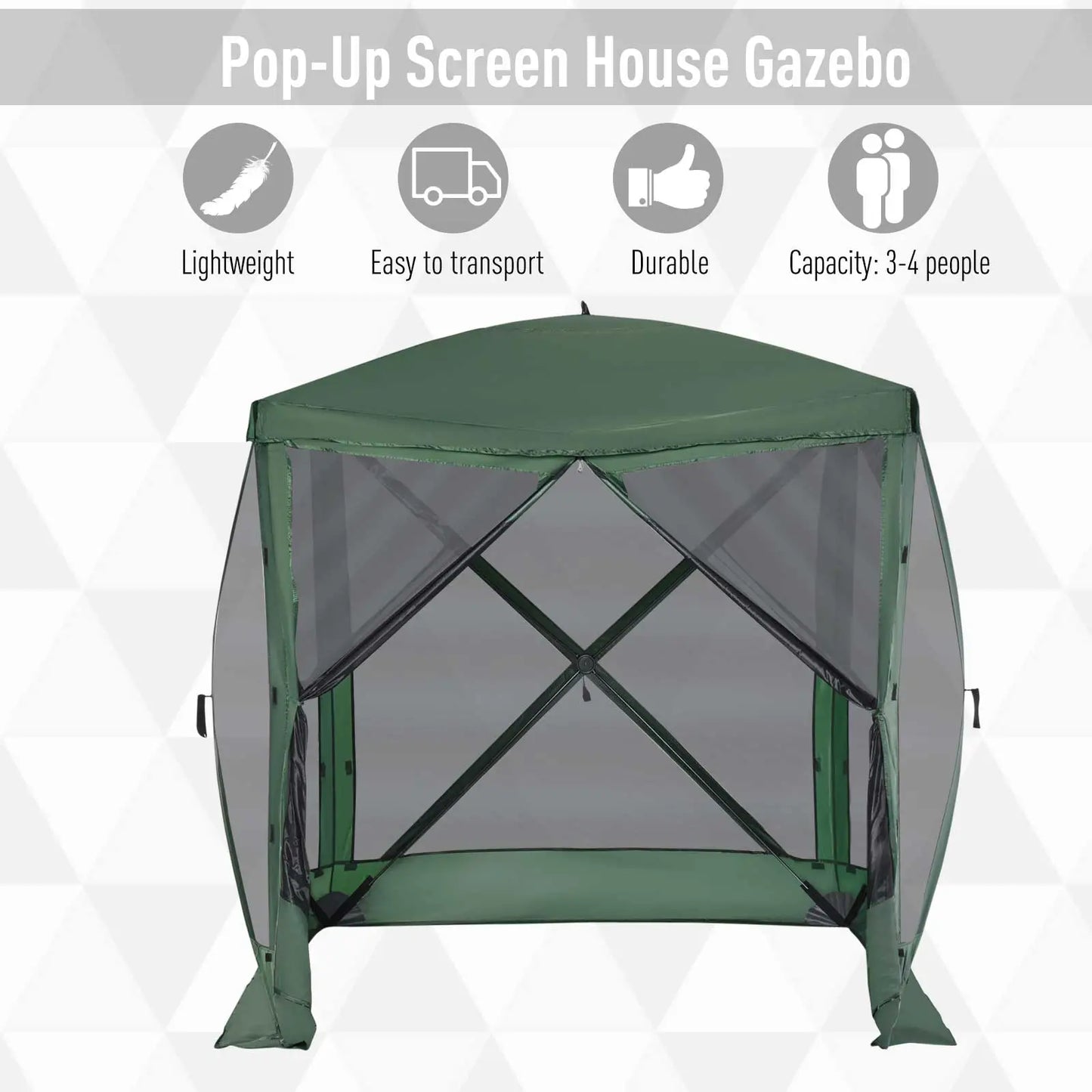 Pop-Up Tent, Foldable, Zippered Door, Ground Stakes, Fits 3-4 People, Green Pop Up Canopies at Gallery Canada