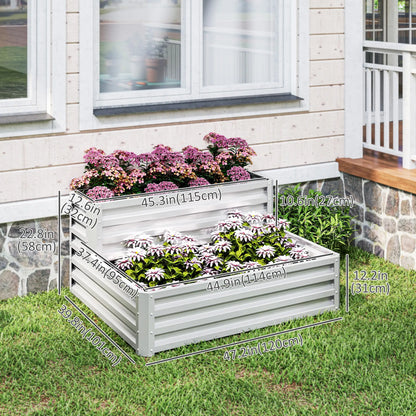 2 Tier Galvanized Raised Garden Bed, Steel Planter Box, 47" x 40" x 23", Silver Galvanized Planter Boxes at Gallery Canada