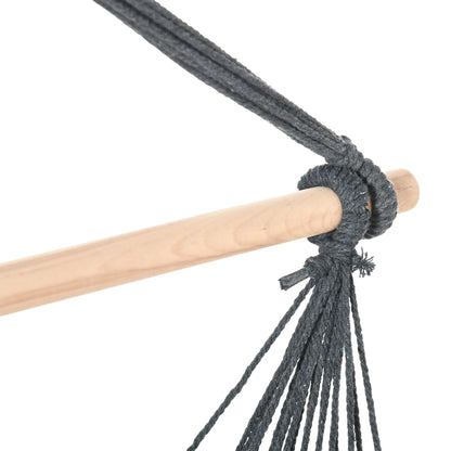 Hanging Macrame Chair, Cotton w/ Two Cushions, Dark Grey Hammock Swings at Gallery Canada