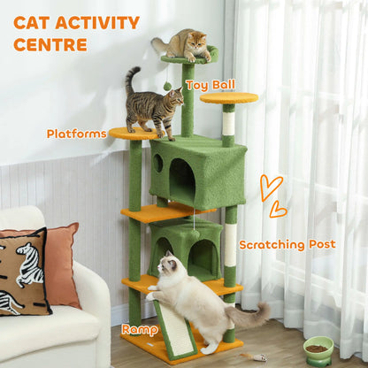 63" Cat Tree, Multi-Level Tower, Scratching Posts, Condos, Bed, Green Multi-Level Cat Towers at Gallery Canada