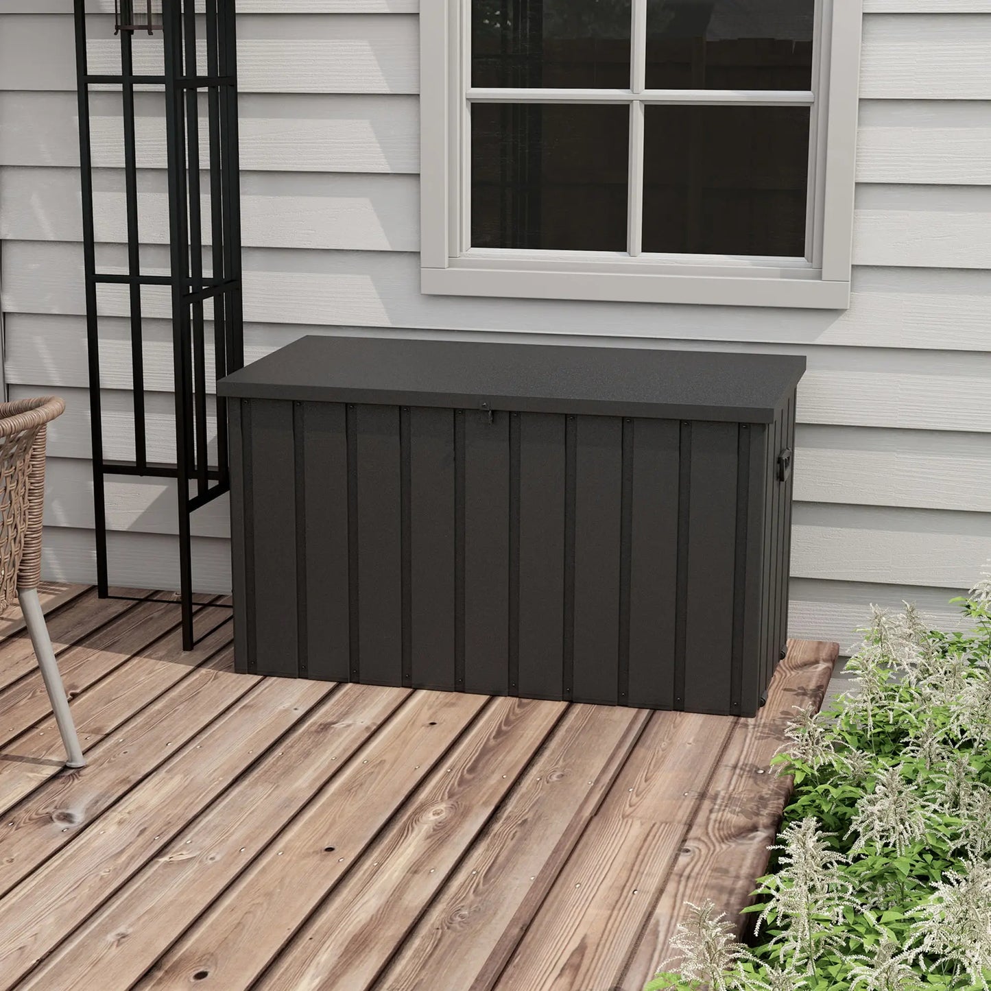 119 Gallon Deck Box, Lockable Galvanised Steel Storage Container, Dark Grey Patio Storage Boxes at Gallery Canada
