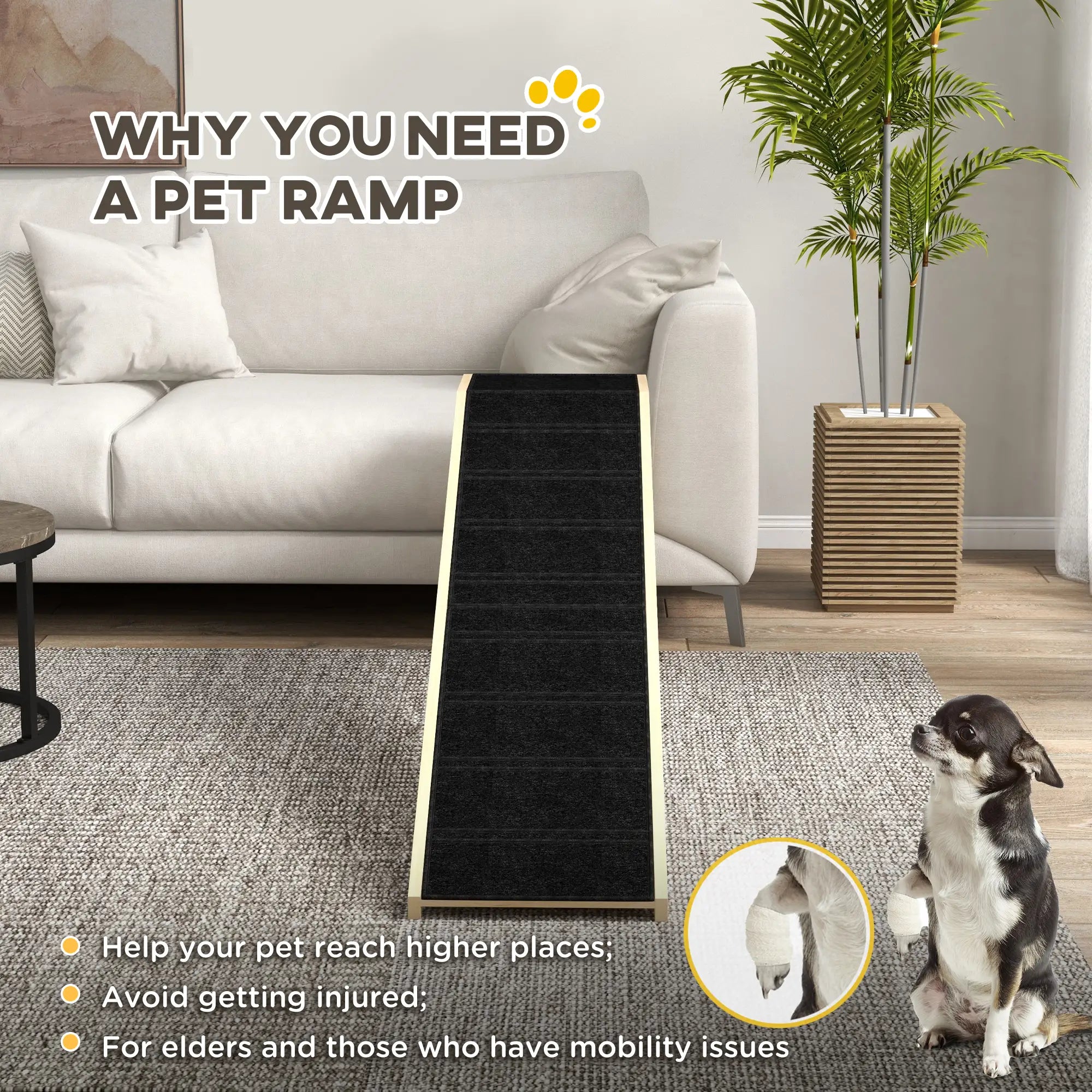 Pet Ramp Bed Steps, Non-Slip Carpet, 74