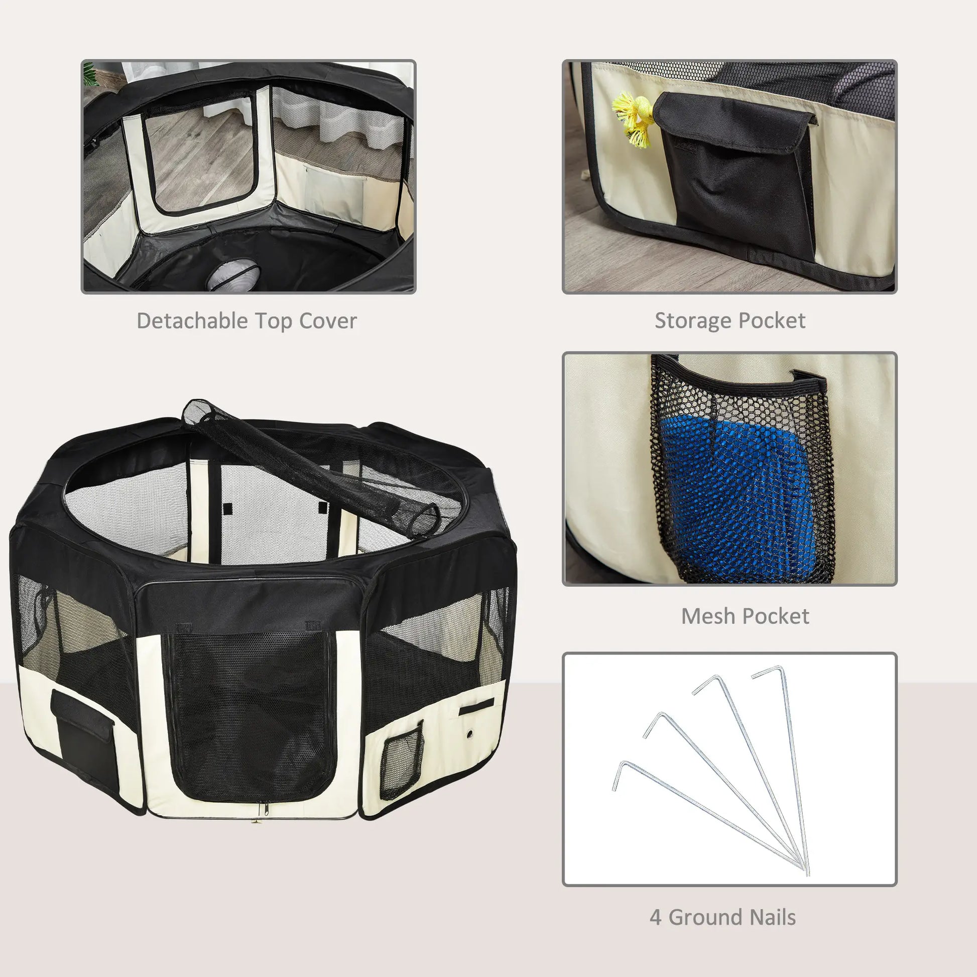 49.2-Inch Soft Folding Dog Playpen, Outdoor Pet Pen with Bag Houses, Kennels & Pens at Gallery Canada