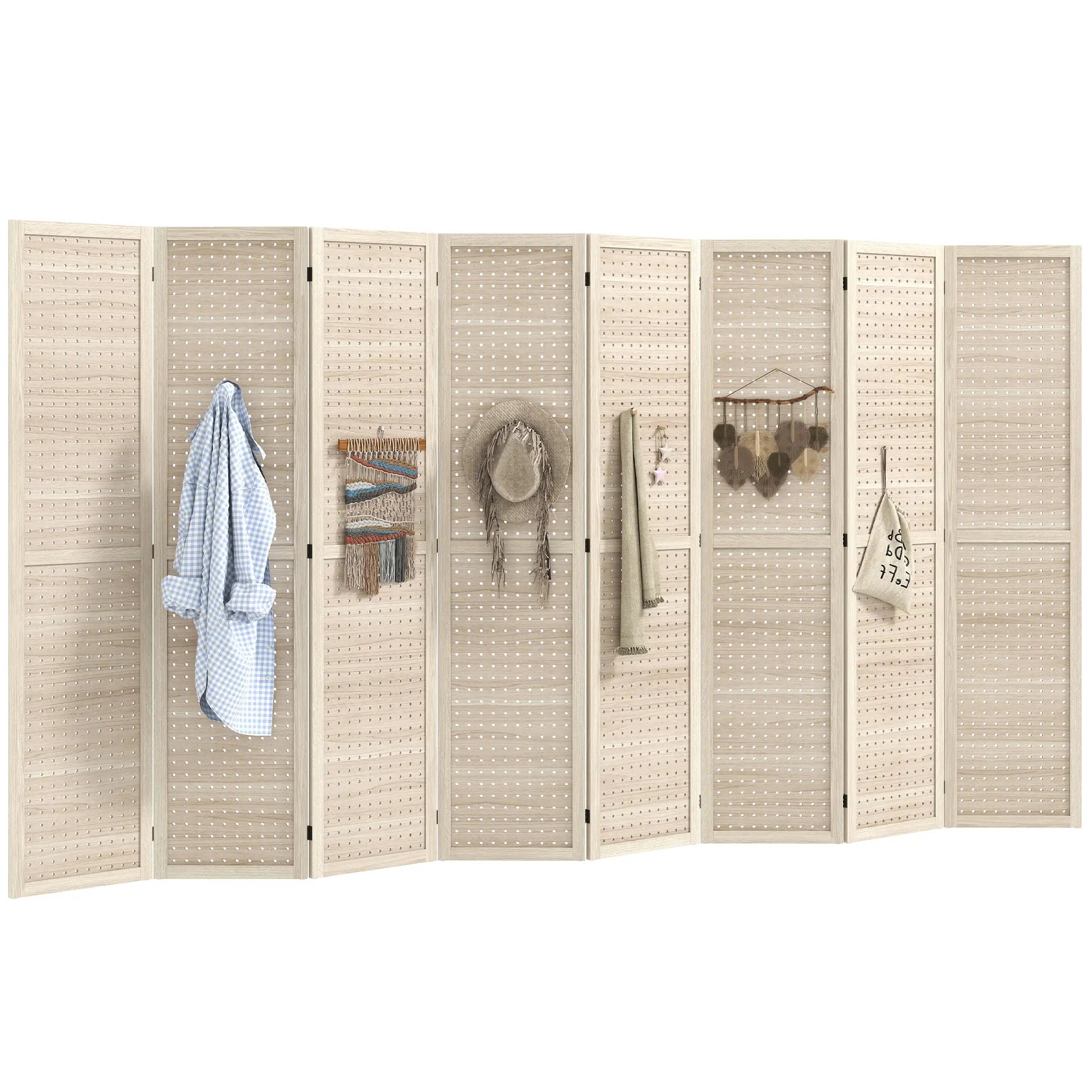 5.6 Ft. 8-Panel Room Divider, Pegboard Privacy Screen, Partition Wall, Natural Room Dividers at Gallery Canada
