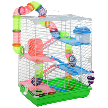 5-Tier Hamster Cage, Exercise Wheels, Play Tube, Green Hamster Cages Green and White at Gallery Canada