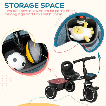 Tricycle for Toddlers 2-5 Years, Adjustable Seat, Black Tricycles for Kids at Gallery Canada