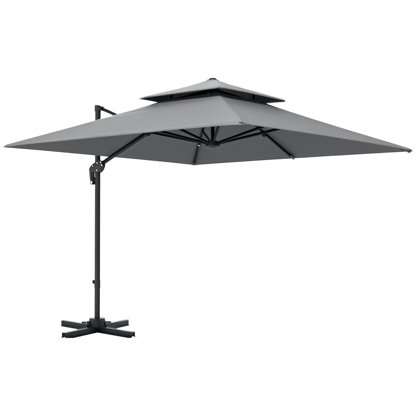 10' x 10' Cantilever Patio Umbrella, Double Top, Light Grey Cantilever Umbrellas at Gallery Canada