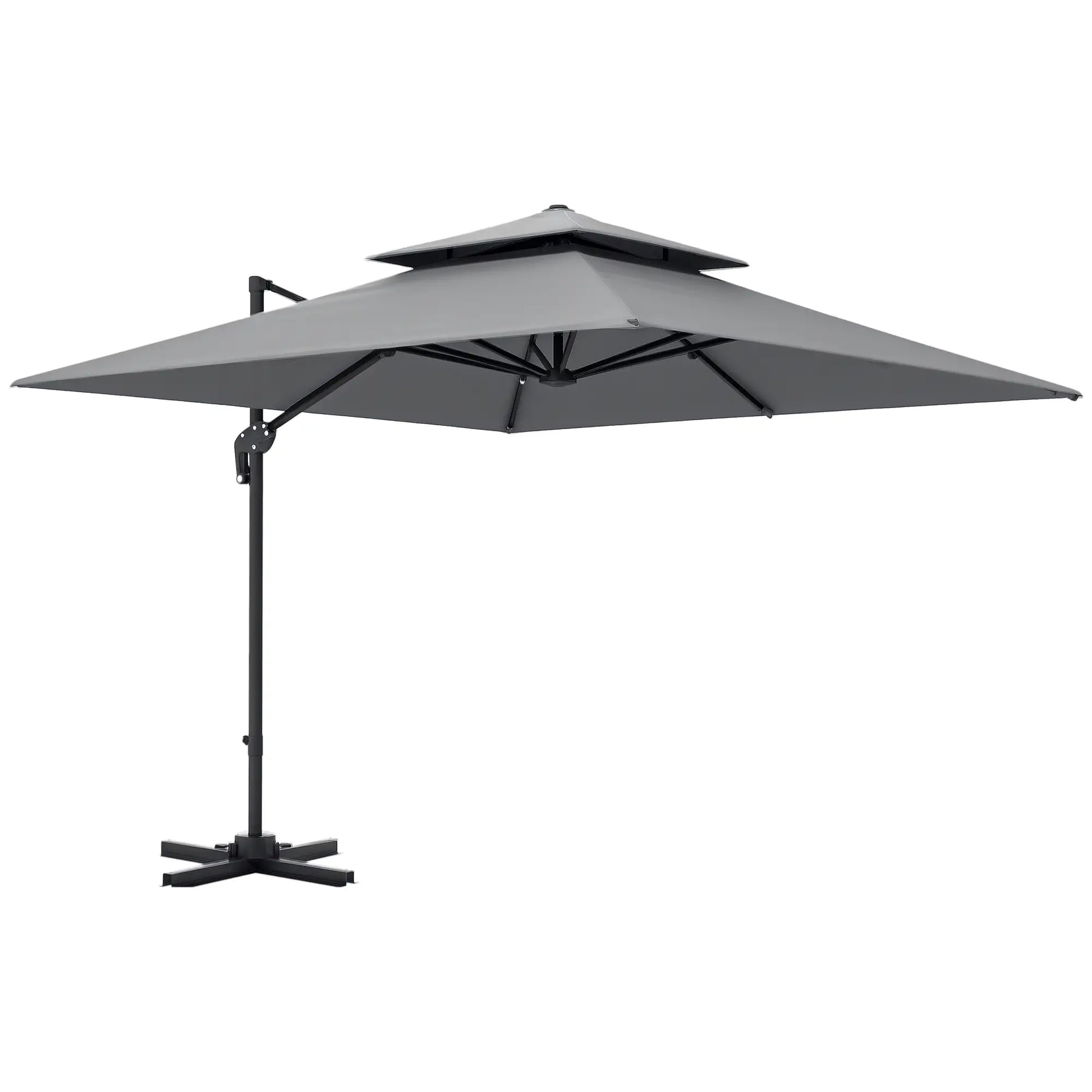 10' x 10' Cantilever Patio Umbrella, Double Top, Light Grey Cantilever Umbrellas at Gallery Canada