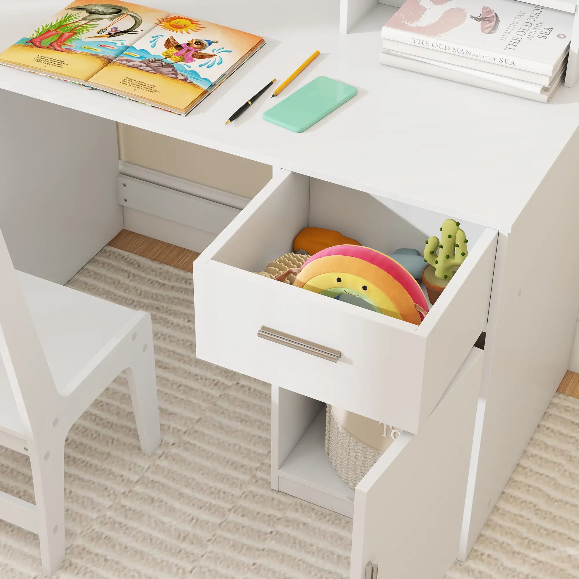 Kids Desk and Chair Set with Storage Hutch, Drawer, Cabinet Kids Desk Sets at Gallery Canada