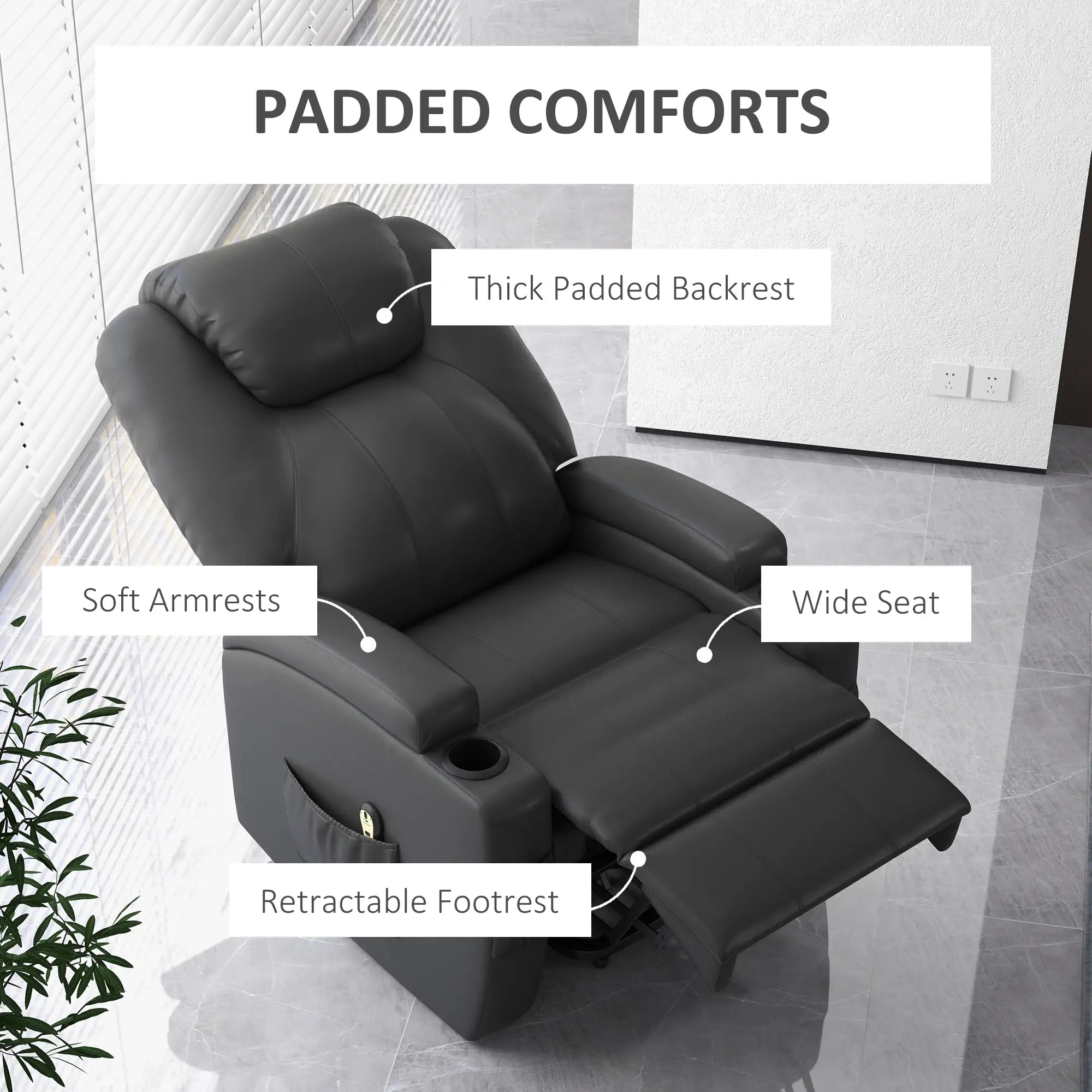 Power Recliner, Electric Lift Chair for Elderly with Footrest, Remote Control, Side Pockets and Cup Holders, Grey Electric Power Lift Chairs at Gallery Canada